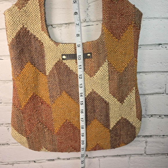 ANNAHMOL WOOL PURSE TOTE BAG BOHO TEXTURED BROWNS GEOMETRIC EUC VINTAGE - Picture 7 of 10